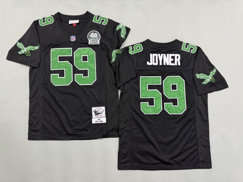 Men 2025 Philadelphia Eagles #59 Joyner black Throwback Limited NFL Jersey style 001